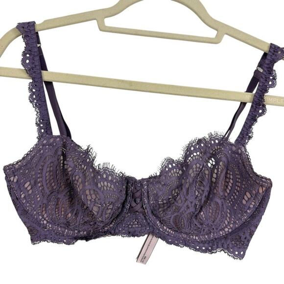 Victorias Secret Dream Angels Push Up Without Padding Purple Lace Bra Wired 34DD - Picture 1 of 16